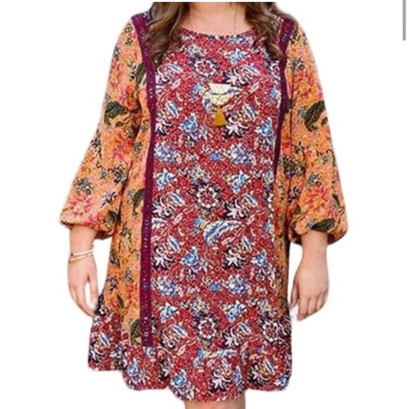 NWT Matilda Jane Lovely Menagerie Patchwork Boho Floral Tunic Long Sleeve Dress - Picture 1 of 15